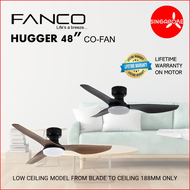 Fanco New Launched Ceiling Fan Specially for Low Ceiling 48" Hugger Eco Friendly Super Silent Option of Light Kit