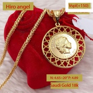 18K Saudi Gold Necklace with Queen Elizabeth Cameo Pendant Pawnable