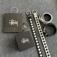 全新Stussy belt 棋盤格腰帶皮帶黑白兩色 Stussy 皮帶 Stussy腰帶