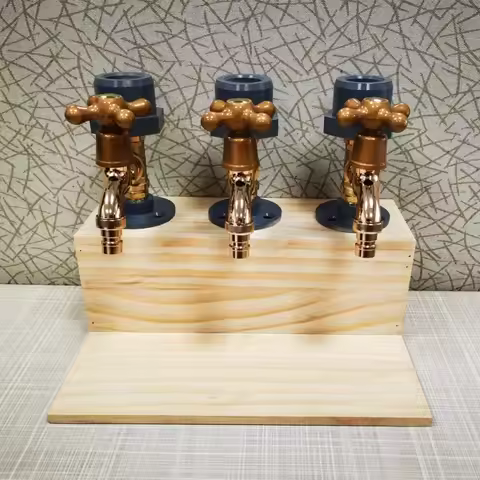 Wooden Whiskey Liquor Dispenser Faucet Shaped Shot Dispenser Beverage Whiskey Holder for Bottle Home