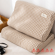 [ushh] 40x60/30x50cm Latex Pillow Cases with Invisible Zipper Strip Plaid Soft Memory Foam Pillowcases Neck Cushion Cover