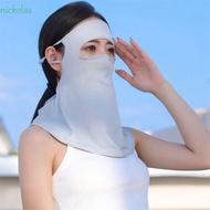NICKOLAS Summer Sunscreen Mask, Anti-UV Face Gini Mask Ice Silk Mask, Windproof Sunscreen Veil Ice Silk Bib Face Shield Women Neckline Mask Hiking
