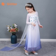 Dress For Kids Girl Frozen 2 Elsa Princess Costume Summer Baby Toddler Clothes Snow Queen Gown Snowflake Costumes Wig Crown Accessories Wedding Dresses For Kid Girls