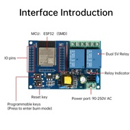 AC220V Relay ESP32 Wifi Bluetooth-Compatible 2 Channel Relay Module Power Supply Accessories