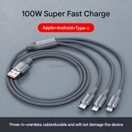 Roman column one-to-three PD fast charging data cable 100W 3 in 1 charging cable suitable for iPhone
