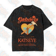 UNBR Gabriela Cat's Eye Tour Print Fashionable Retro Trendy Washed Loose T-shirt