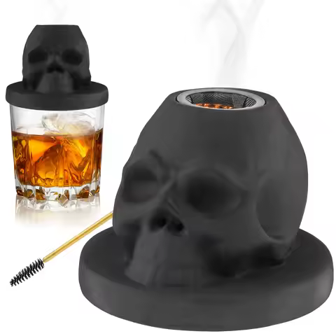 Cocktail Smoker Kit Ceramics Whiskey Smoker Kit Old Fashioned Smoker Kit with Skull-Shaped Smoke Inf