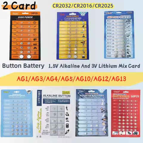 2Card 1.5V AG13 pila CR2032 CR2016 CR2025 3V lithium AG1 AG3 AG4 AG10 AG12 Button Batteries Cell Coi