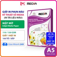 Giấy In Màu Media A5 Mờ 1 Mặt In 110/130gsm 100 Tờ Inkjet Matte Paper Giấy In Phun Màu A5 Giấy In Ản