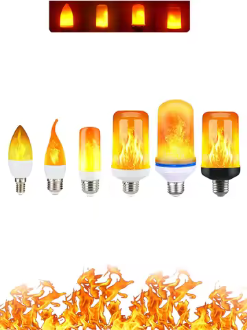 E14/E27 LED Flame Effect Bulb 4 Modes Flickering Fire Simulation Lights Creative Flame Lamps for Fes