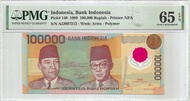 Uang Indonesia 1999 100000 807212 Soekarno Hatta Polymer PMG 65 EPQ