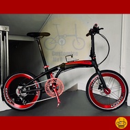 Fnhon Tornado 20” • 10 Speeds Shimano Tiagra • Litepro Aero Wheelset • Matte Black Red • Shimano Hydraulic Brake • Folding Foldable Foldie Fold Bicycle Bike • 406 tyres • 20” inches • Fnhon Blast Master Gust Tornado Dahon Tern Bifold • Customise My Bicycl