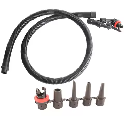 PVC Air Pump Hose And Connector Set 1.2m Inflatable Tube With 5 Nozzle Sizes For Kayak Paddle Board 