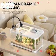 WINTE Fish Tank,  with LED Lighting 360 Aquarium,  with Water Pump Multifunctional Power Filter Desk