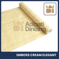 Elegant Cream Embossed Motif Roll Wall Sticker Wallpaper 45CM X 8M 3D Premium Paper Texture