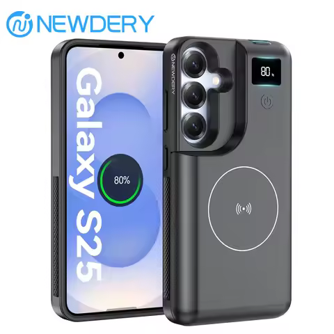Battery Charger Case for Samsung Galaxy S25 Extended Battery Pack 8000mAh Wireless Charging Power Ca