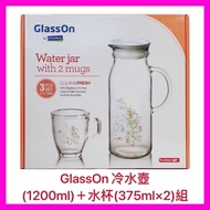 [GlassOn] Cold Water Bottle Cup Glass Welcome To Credit Card 1200ml+Water (375ml X 2/Set) [Fine Diam