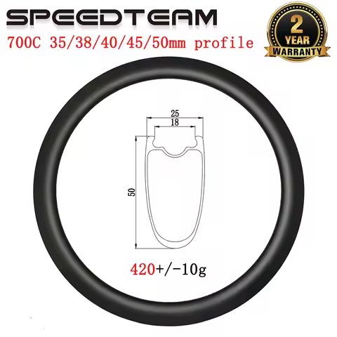 700C 35/38/40/45/50mm deep road bike carbon rim 25mm wide disc tubeless 16-36Holes V-brake clincher 