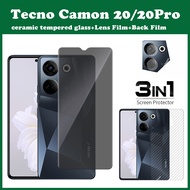 Tecno Camon 20 Pro Anti-Spy Privacy Tempered Glass Tecno Camon 20 Screen Protector+lens film+back fi