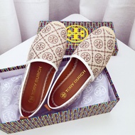 Tory Burch Womens new denim embroidered fishermans shoes Flat Shoes Boat Shoes Loafers