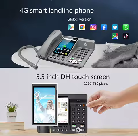 4G LTE Android Fixed Wireless Desktop Phone Cordless Telephone Support VOLTE WIFI Hotspot 2G 3G sim 