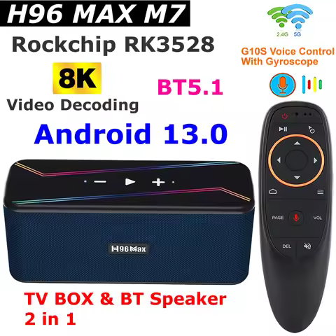H96 MAX M7 Rockchip RK3528 Android 13.0 TV Box 8K Video Decoding 5G Dual Wifi Media Player 7W*2 Outp