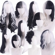 Cos Wig 101 Dalmatians Cruella de Vil Cruella Black White Witch Color Matching Small Short Curly Hai