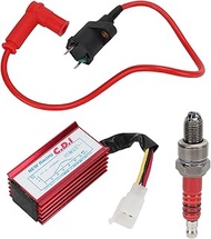 Aramox Ignition Coil CDI Box Kit, Racing Ignition Coil Aluminium 5 Pin AC CDI A7TC Spark Plug for 50