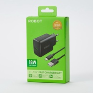 Robot RT-A18C Fast Charger Suit 18W Charger Head Adapter + Type C Cable Original