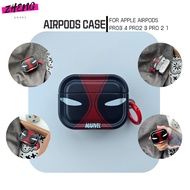 Deadpool Airpods Pro3 Case Airpods 4 Pro2 Marvel Shockproof Black TPU Earphone Cover For Apple AirPo