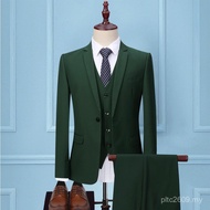 Dress Groom Dark Green Men's Suit Korean Three-Piece Suit Groom Suit Suit Version Wedding Profession
