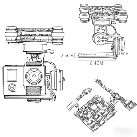 HanNiu 3-Axis Brushless Gimbal Camera Mount & 32bit Storm32 Controller Broad For Gopro3/Gopro4/SJ400