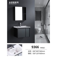 ‍🚢Small Apartment Simple Space All-Aluminum Bathroom Cabinet round Mirror Storage Cabinet Ceramic Size Side Door5060cmFr