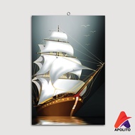 HIASAN DINDING ABSTRAK GOLD AESTETIK (20X30 CM ) PERAHU KAPAL ABSTRAK WALL DECOR HIASAN DINDING KABA