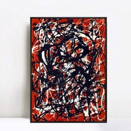 Jackson Pollock Frame Canvas Art Micro Spray Free Form Abstract Wall Art Green Art
