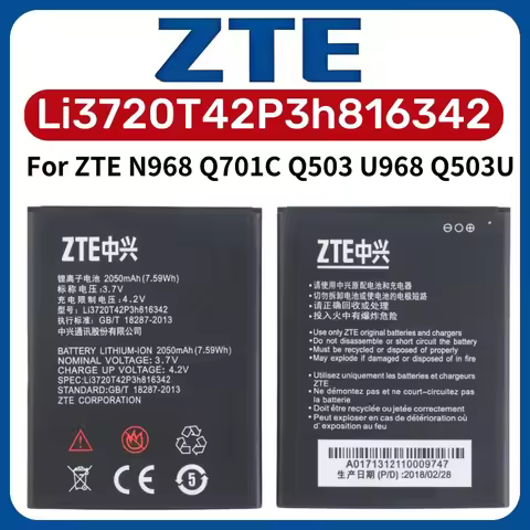 Original Li3720T42P3h816342 2050mAh Battery For ZTE N968 Q701C Q503 U968 Q503U Mobile Phone