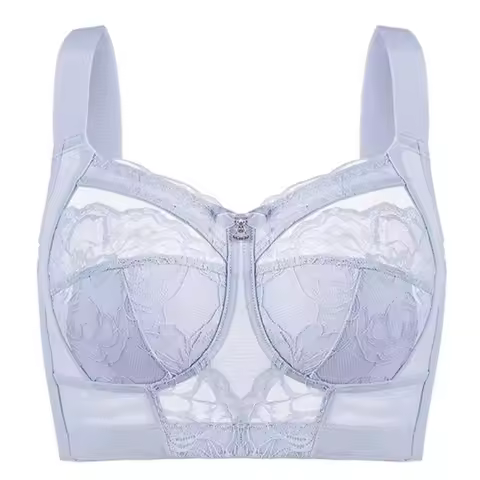 Non Padded Women's Underwear Wireless Minimizer Bra Plus Size Full Coverage Lace Floral Lingerie 34 