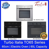 Turbo Italia TO65 Series Built-In-Electric Oven | 60cm | 65L Capacity | Knob Control | 1 Year Warran