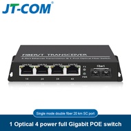 JT-COM All Gigabit 1G2E Network Fiber Switch 1000Mbps POE Optical Media Converter 1/2 Fiber Port and