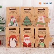 Christmas Kraft Paper Bags Santa Claus Snowman Packaging Boxes with Tag Xmas Gift Paper Bag New Year Home Decor