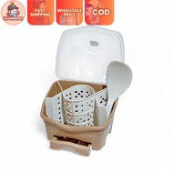 WiseNanay Cutlery Holder Tabletop Organizer with Cover & Drainage Drawer