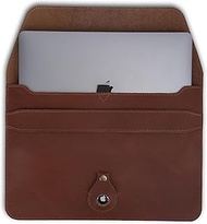 CestAntiQ, Leather Laptop Sleeve Compatible with MacBook Pro 13-13.3 Inch Notebook M3 M2 M1 Chip Pro Max 24-21 / MacBook Air 14 Inch Bag Case with Air Tag and Apple Pencil Holder (Tan)