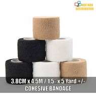 Sport Cohesive Bandage 3.8cm x 4.5m / 1.5 Inch Adhesive + Elastic Multipurpose Injury Support Pet Pe