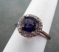 AAA 堇青石 7mm 1.12 克拉 14K 玫瑰金 鑽戒 (0.20 克拉) 編號 1004 DDD