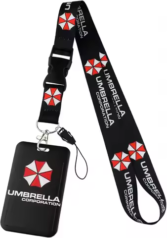 Umbrella Corporation Logo Lanyard with ID Holder Keychain Anime Lanyard Key for ID Badges Card Holde
