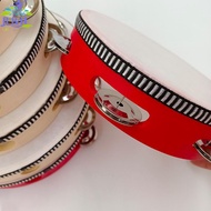 【B&H Dec】 1Pc Wooden Tambourine 4/6/8/10-Inch Beige Rim With Metal Jingles Musical Educational Percu