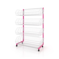 Kefva ชั้นตะกร้ามินิมาร์ท 4 ชั้น มีล้อ รุ่น Robust ขนาดหน้ากว้าง 70 cm เชลฟ์วางขนม ชั้นวางขายของชำ ช