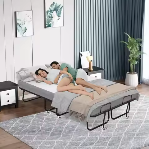 Espsilto Full Size 75''x54'' Folding Bed with Mattress for Adult - Extra Large Wide Rollaway Bed for