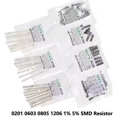 0201 0402 0603 0805 10K 1% 5% SMD Resistor Assorted Kit 1R-1M 100R Resistance Set DIY 10K 1K 100K 1K