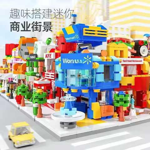Architecture Street View House Building Blocks DIY Mini City Store Model Toys For Christmas Gifts